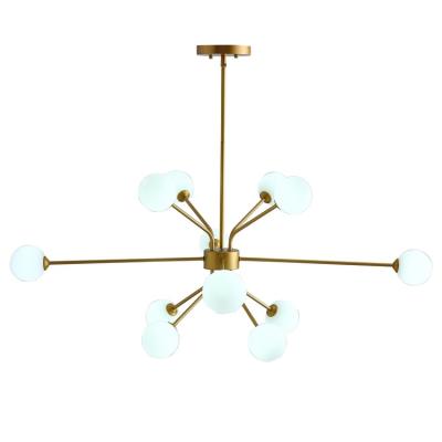 China Surface Mounted Glass Shade Glass Ball Hanging Living Room Ceiling Lamp Brass Chandelier Light for sale