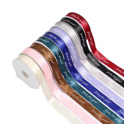 China High Tenacity Gift Wrapping Bow Flower Printing English Embossed Material Colored Wrapping Ribbon Wholesale 2.5cm for sale