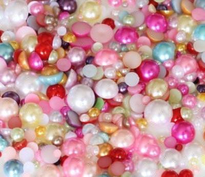 China 1000-10000pcs 3-14mm Acrylic Half Round Beads Rhinestone Flat Back Beads Jewelry Garment Accessory for sale