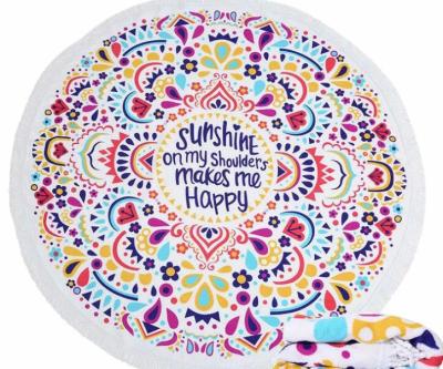 China QUICK DRY Good Quality Round Beach Towel Microfiber Cotton With Active Bright Printing for sale