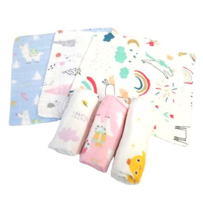 China Small 100% Square Towels Handkerchief Cartoon Design Face Cotton Wash Cloth Baby Kid Child Safe Towel for sale