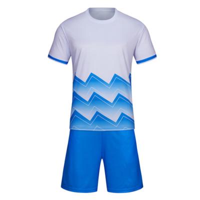 China 2020-21 New Hot Sale Cheap Style Top Quality Sublimation Blue And White Quick-drying Football Uniforms for sale