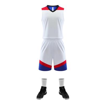 China Best Quality Antibacterial Basketball Tank Top White 100% Polyester Sports Wear Custom New Design Basketball Uniform for sale