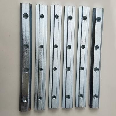 China Holding Long Zinc White Carbon Steel Long T-Slot Nut T Slot 180 Degree Steel Connector 4 Hole Machine Fastener for sale