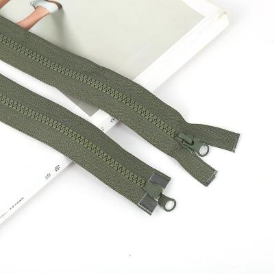 China Hot Sale 5# Green Double Slider Resin Auto Lock Zipper Plastic With Puller for sale