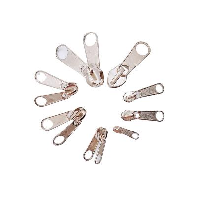 China Custom Logo Non Lock Silver Metal Other Long Double Head Flat Zipper Pulls Slider for sale