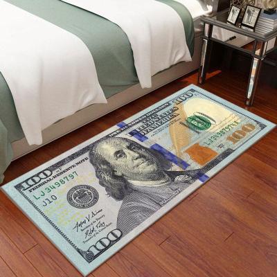 China Washable New Products Rug 100 Dollar Bill Own Carpet Custom Die Cut Mat Dollar Rug In Stock 100 Hundred Dollar Bill Logo Money Rug for sale