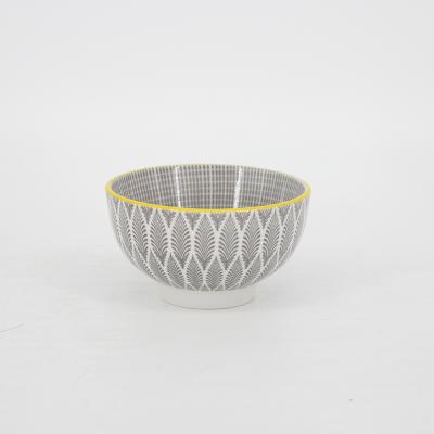 China Viable Wholesale Customized Ceramic Tableware Pad Printing Gray Collection Salad Bowl Noodle Bowls 4.5