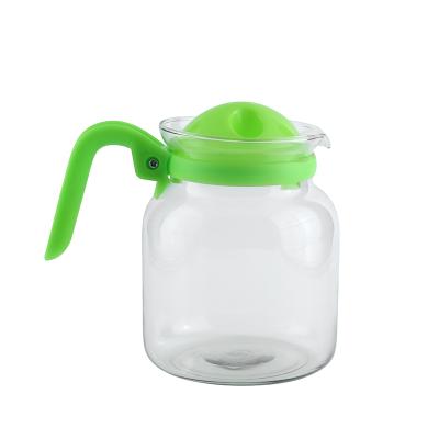 China Viable Water Cooler Jugs Glass Jug With Handle And Lid Plastic Glass Teapots Wholesale for sale