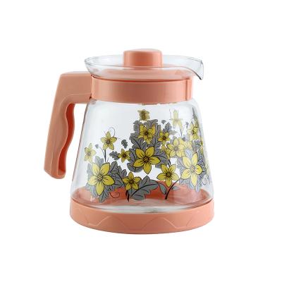 China Best Price Viable Glass Teapot Decal Plastic Practical Handle Lid 2500ml Water Cooler Jug for sale