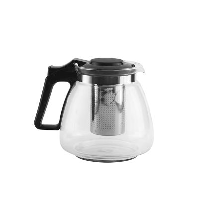 China Sustainable Christmas Gift Portable 900ml Clear Glass Teapot With 430 Stainless Steel Filter for sale