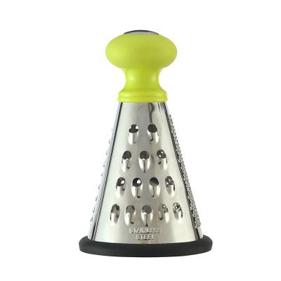 China Sustainable Stainless Steel 3 Sides Multifunctional Cheese Cone Vegetable Grater With Comfort Handle for sale