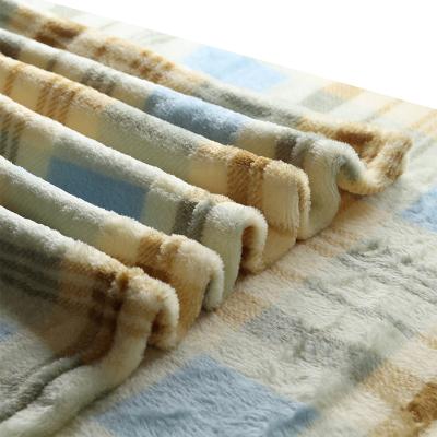 China Check Blanket Plankets Flannel Sherpa Blankets And Throw Check Sherpa Throw Blanket 130*150CM for sale