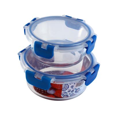 China Fresh Preservation Heatable Borosilicate Food Storage Container Hot Selling Friendly Round Glass Bowl For Kid for sale