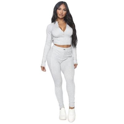 China Custom Women Sweatsuit QUICK DRY Spring Zip Womens Tracksuit Up Crop Drawstring Top And Sweatpants Set for sale