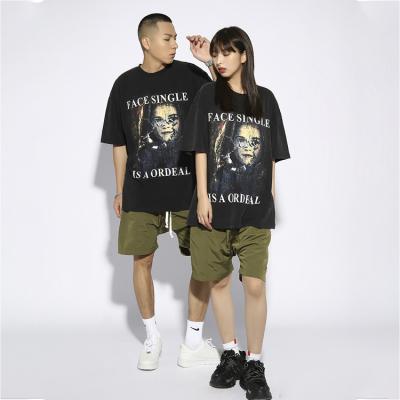 China 2022 Anti-wrinkle print street hip hop unisex loose short sleeve high quality T-shirt for sale