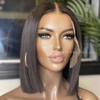 China Good Quality 100% Full Lace Natural Raw Human Hair Wigs Short Straight Lead Lace Wigs Full Lace Frontal Wigs For Black Women for sale