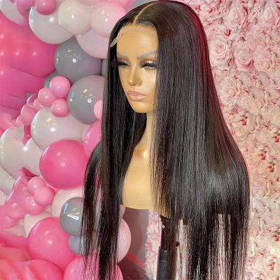 China Natural Lace Front Brazilian Virgin Human Hair Hair Front Wigs Bone Straight Silky Straight Wave Preplucked Lace Wigs With Transparent Lace for sale