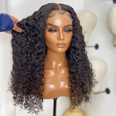 China 100% Kinky Curly Cuticle Aligned Human Hair HD Curly Brazilian Hair Full Lace Human Transparent Lace Front Wig Front Closure Wig Pre Plucked for sale