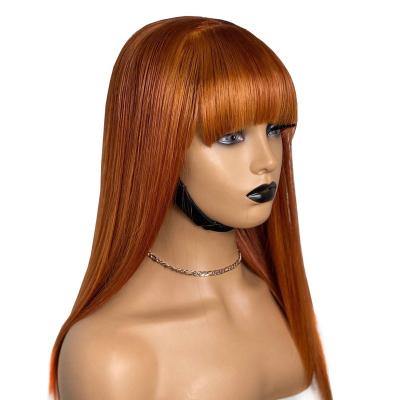 China Silky Straight Wave Transparent Lace Wigs Pre-Plucked Vietnamese Straight Super Double Bone Orange Wigs Hair Lace Front Wigs With Bangs for sale