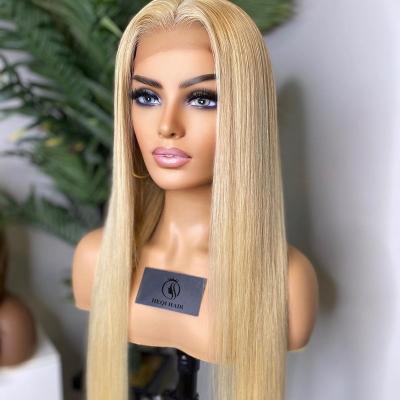 China Sheer Wave 613 Full Lace Wig Platinum Blonde Human Hair Wigs Silky Straight Virgin Brazilian Hair 13x6 Lace Front Wig With Baby Hair for sale