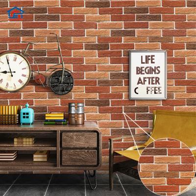 China New Design Modern Wallpaper Decor OEM PVC Red Brick Decorative Wallpaper for sale