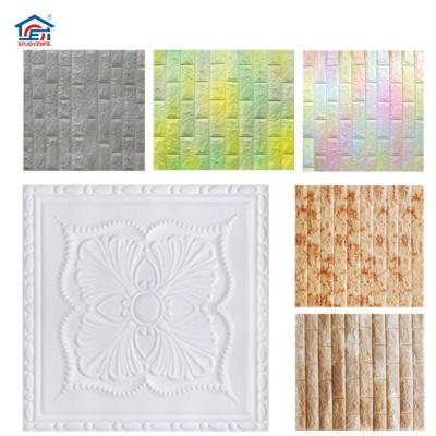 China Waterproof+ECO-Friendly Self Adhesive Home Decor Interior 3d White Embossed Flowers Xpe PE Foam Brick Designs Wallpapers For Home Decoration for sale