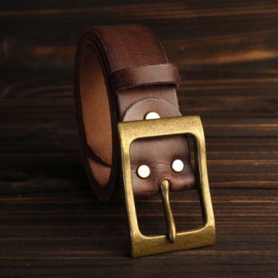 China New Arrival 2023 Vintage Custom Design Mens Lashing Genuine Leather Belts for sale