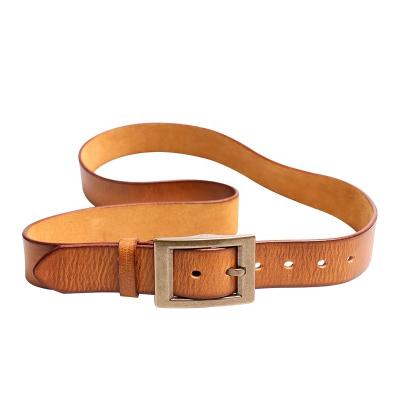 China Wholesale Genuine Vintage Fashion Luxury Cowhide Leather Belt Brass Buckle Men for sale