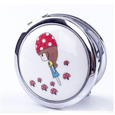 China High Quality Wholesale White Foldable DIY Logo Contract Mirror Cartoon Lighted Custom Pocket Mirror for sale