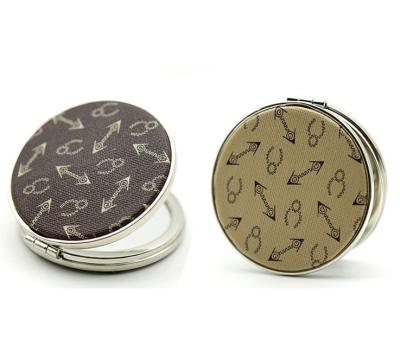 China Small Promotional Collapsible Round Compact Mirror Metal Makeup Pocket Lighted Mirror for sale