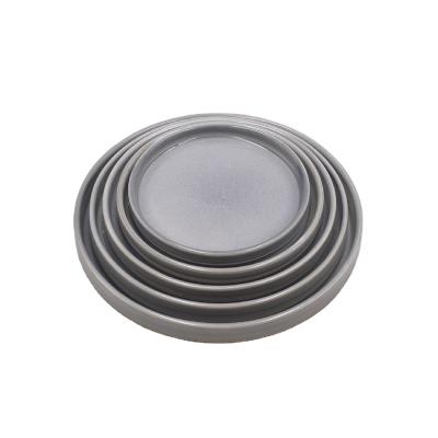 China Sustainable Western Home Disc Dish Restaurant Dish Gradient Steak Dish Gray Color for sale