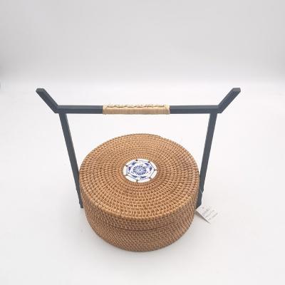 China Vietnam Rattan Sustainable Household Bread Basket Handmade Picnic Storage Box for sale