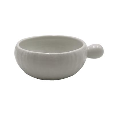 China Viable Accept Custom Logo Small Sauce Bowl Lunch Ceramic Round Bowl With Handle for sale