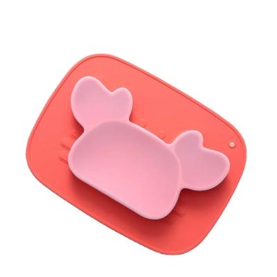 China New Silicone Baby Serving Dish Spoon Fork Set Silicone Serving Sale Transitional Well Dish Type for sale