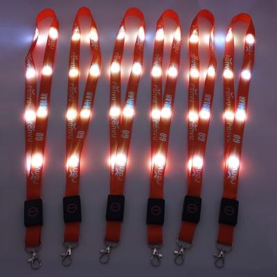 China Promotional Giveaways Party Supplies Glow in the Dark Lanyard Custom LED Flashing Lanyard for sale