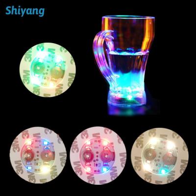 China Party Supplies New Year Color Changing Light Up Bottle Sticker Beer Glow In The Dark Party LED Glass Sticky Coaster for sale