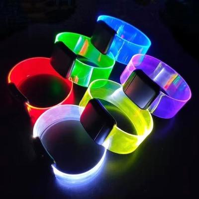 China On + Regular On Festival Decoration LED Party Wristband Custom LOGO Glow in Dark TPU Magnet LED Wristband for sale