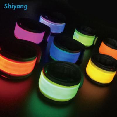 China For Party Night Running Safety Light Custom LOGO Printing Glowing LED Slap Wristbands Gift for sale