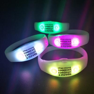 China Event Party Supply Light Parties Big Events Custom LOGO LED Glow Remote Control Wristbands LED Wristbands for sale