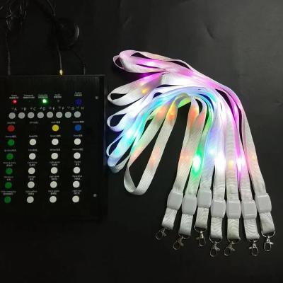 China Promotional Giveaways Party Event Supplies Glow in Dark Lanyard Custom LOGO Remote Controlled LED Lanyard for sale