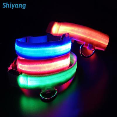 China DETACHED Wholesale LED Collar Light Nylon Dog Collar Luminous Glow in Dark Dog Collar for sale