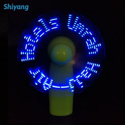 China Mini and Portable Fan Birthday Party Supplies 2021 Custom Text Message LED Handheld Mini LED Digital Fan for sale