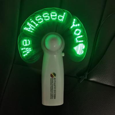 China Custom Fan Custom Text Fan I Love You LED LOGO Green Light Portable Mini Mini and Portable Fan for sale