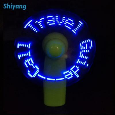 China Mini and portable fan company promotion gift advertising custom LOGO and LED message mini fan for sale