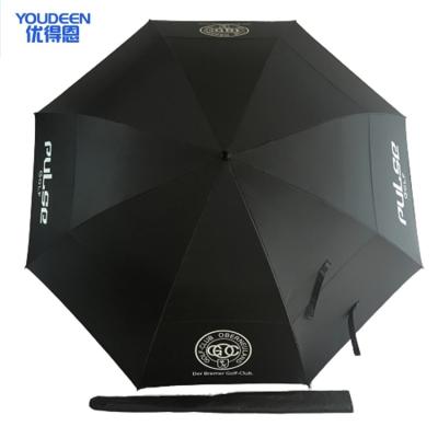 China Automatic Open Narrow Golf Double Layer Manual Canopy Golf Oversized Windproof Umbrella With Logo Printing for sale