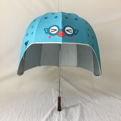 China Prin Special Straight Hat Shape Cartoon Friendliness Umbrellas Adult Helmet Umbrella for sale