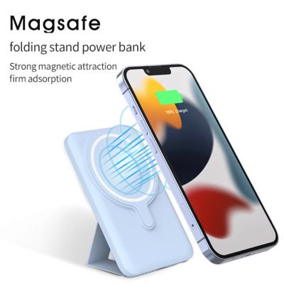 China Big Power 10000mAh Design 22.5W Folding Bracket Fast Portable Magnet Portable Charger Support Charging Power Bank For Iphone 11/12/13 for sale