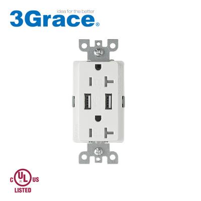 China Durable SXUT2042 USB Charger Tamper Heavy Duty Duplex Receptacle, 20 Amp 125 Volt, USB Output 4.2A for sale