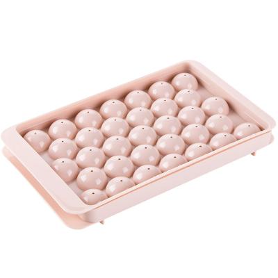 China Hot selling round stocked ice tray mould, easy to fall off, dustproof ice cube making mold plastic ice box mold with lid. for sale